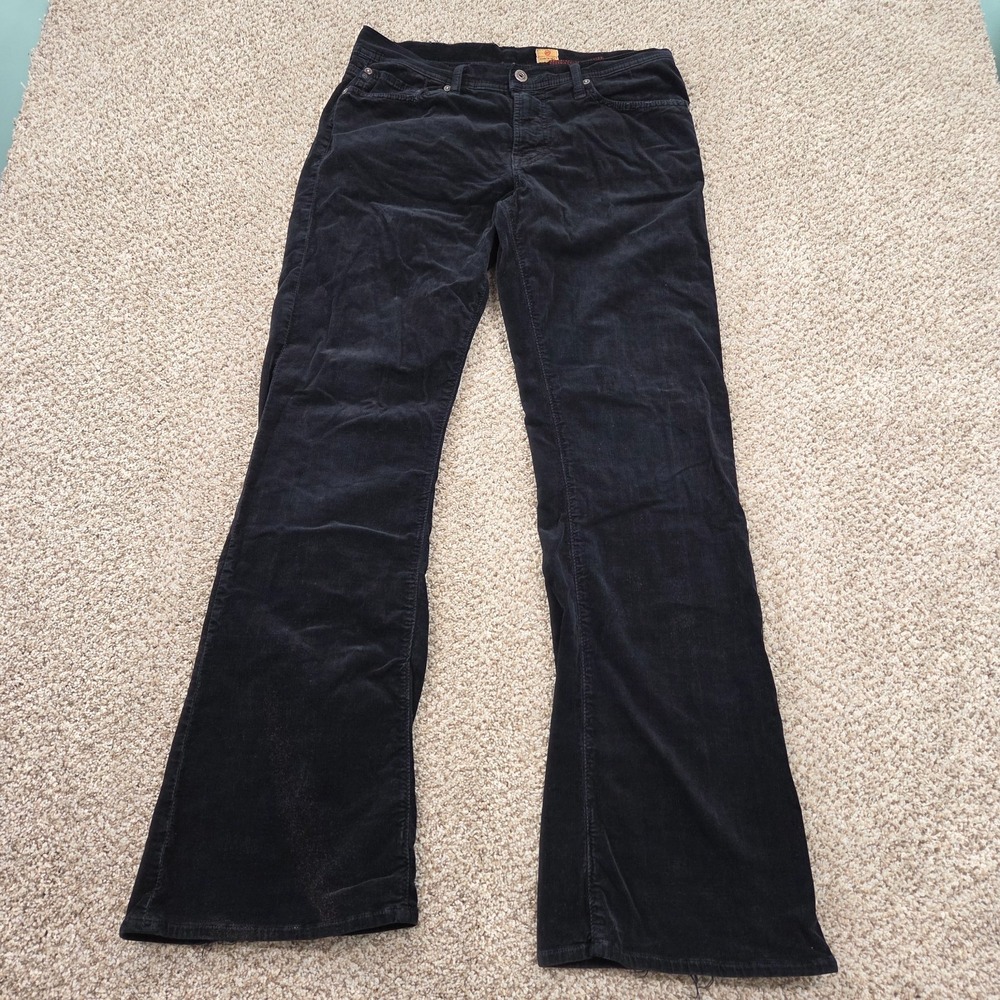 Adriano Goldschmied Womens Mid Rise Flare Corduroy Jeans Black Heel Bite Y2k 32R